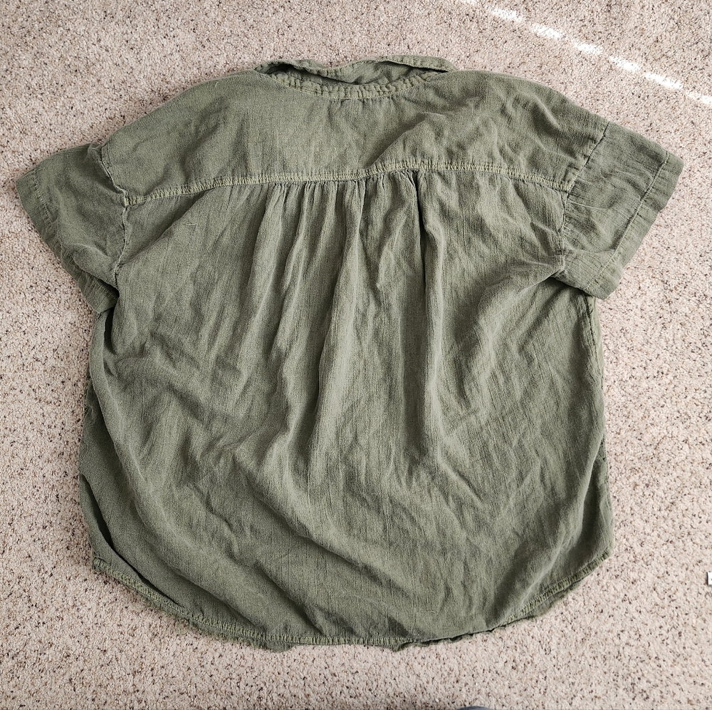 Sundance Green Button Down Patchwork Shirt - image 7